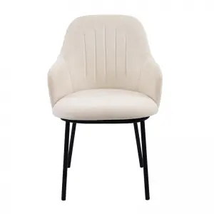 Brant Dining Chair with Arm Upholstered Seat in Metal Frame.