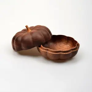 Maya Ebony Pumpkin Storage Box Set of 2 Wood Crafts