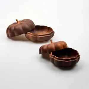 Maya Ebony Pumpkin Storage Box Set of 2 Wood Crafts
