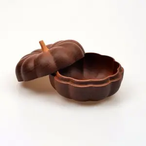 Maya Ebony Pumpkin Storage Box Set of 2 Wood Crafts